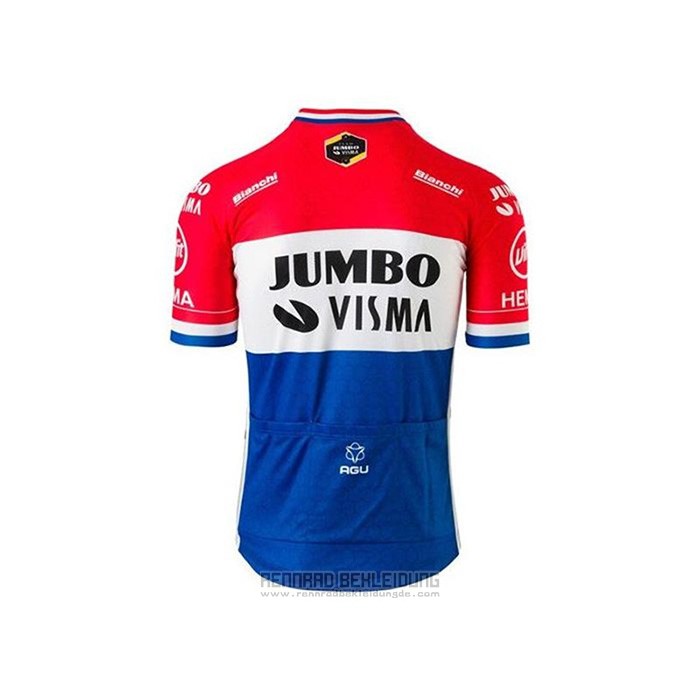 2020 Fahrradbekleidung Jumbo Visma Rot Wei Blau Trikot Kurzarm und Tragerhose